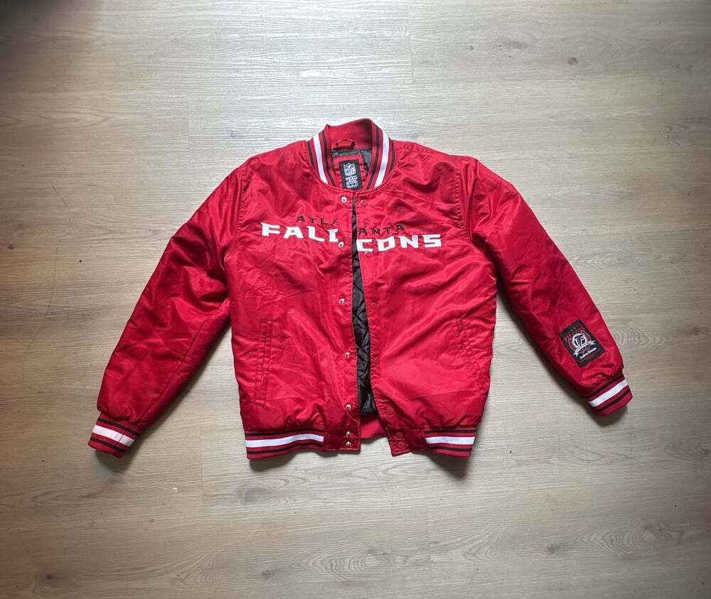Atlanta Falcons NFL Team Apparel Satin Full-Snap Red Varsity Men’s Jacket